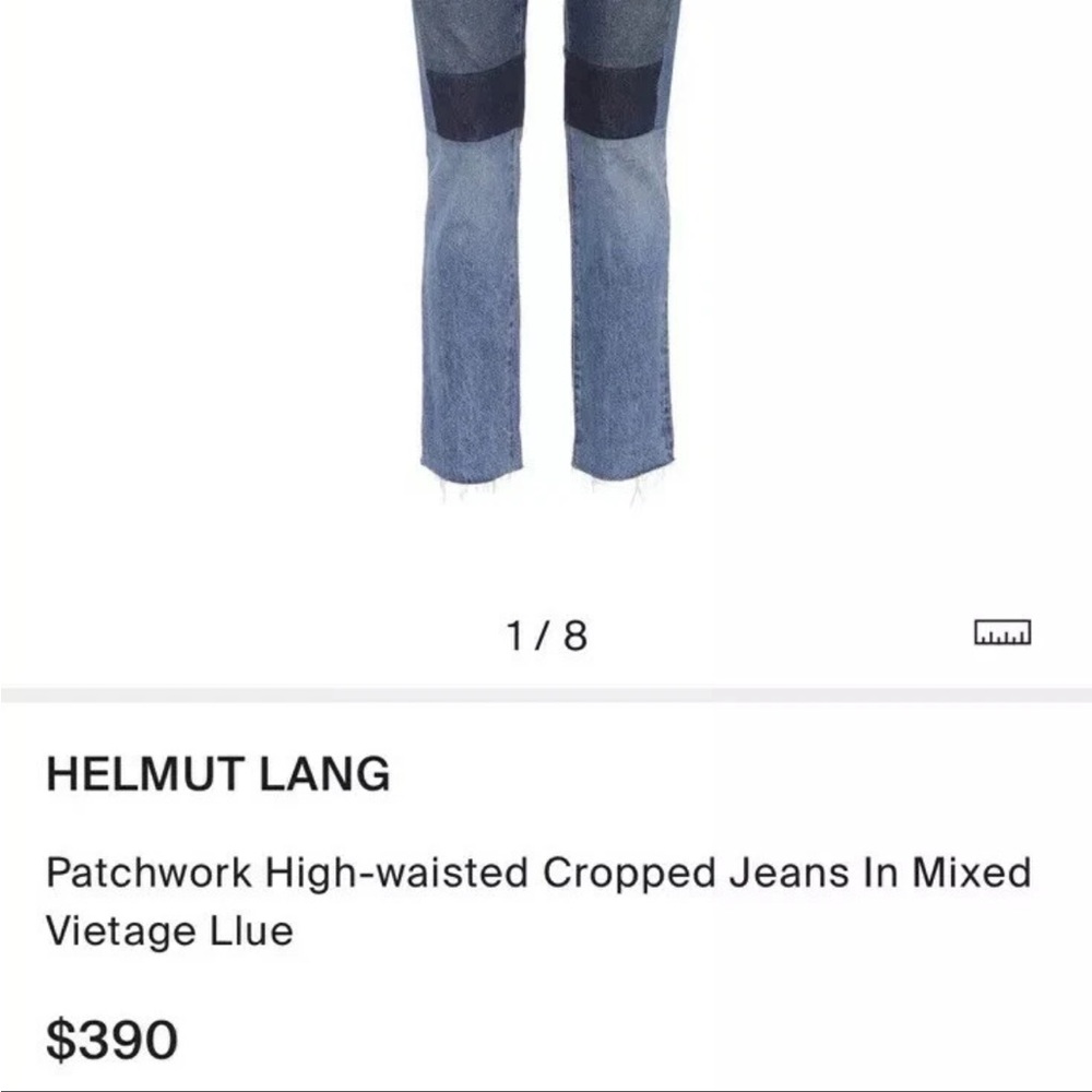 Helmut Lang Patchwork High Rise Slim Cropped Jean… - image 3